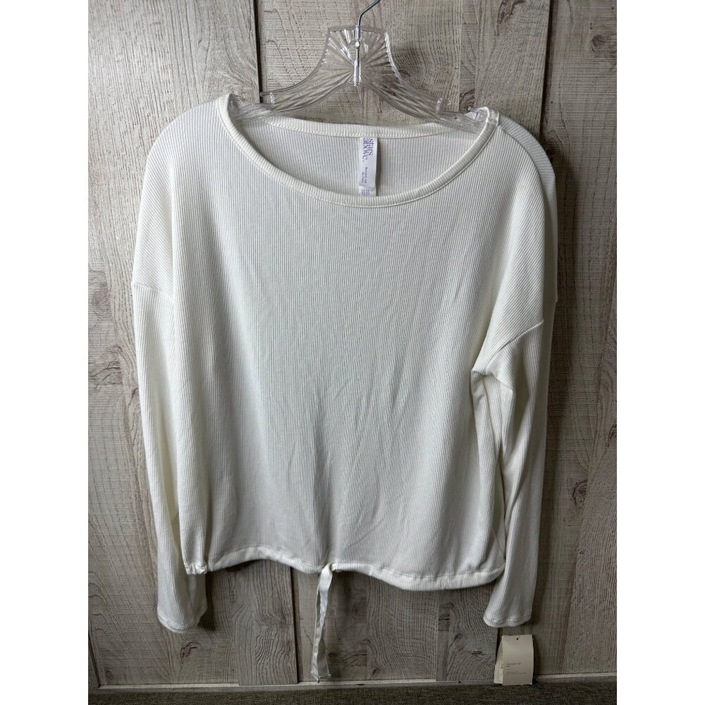 Stars Above Womens Ribbed Long Sleeve Pajama Lounge Top Soft White Size Small